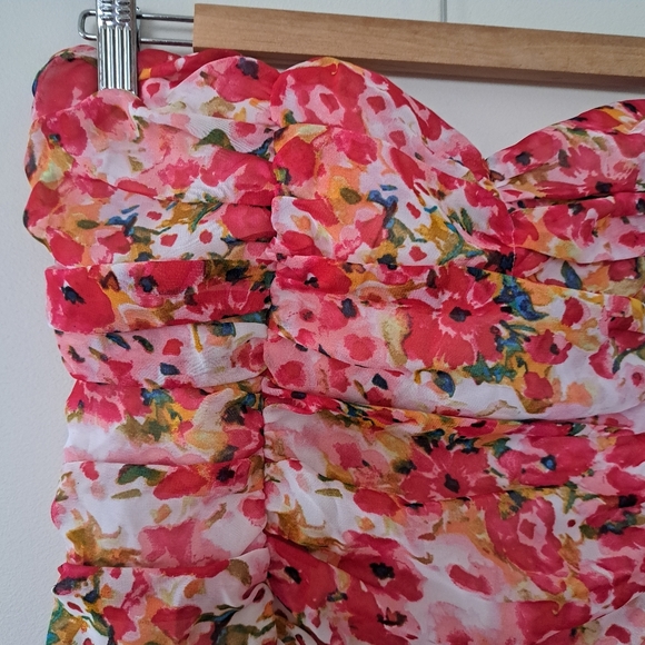 Forever 21 Floral Ruched Chiffon Mini Dress - Picture 2 of 8